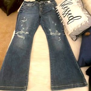 NWT Judy Blue Distressed Trouser Jeans